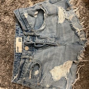 boyfriend style distressed shorts